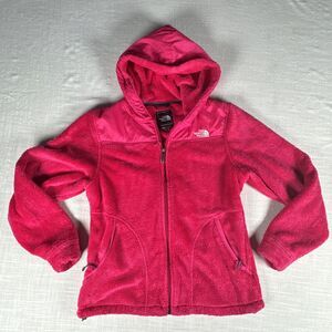 The North Face OSO Jacket Women‎ M Hot Pink Fleece Furry Hoodie Full Zip Outdoor